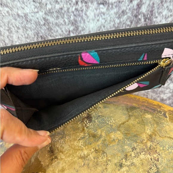 Classic FOSSIL Wallet Clutch Black Zip Around Long Wallet Clutch vintage Leather - Picture 3 of 11